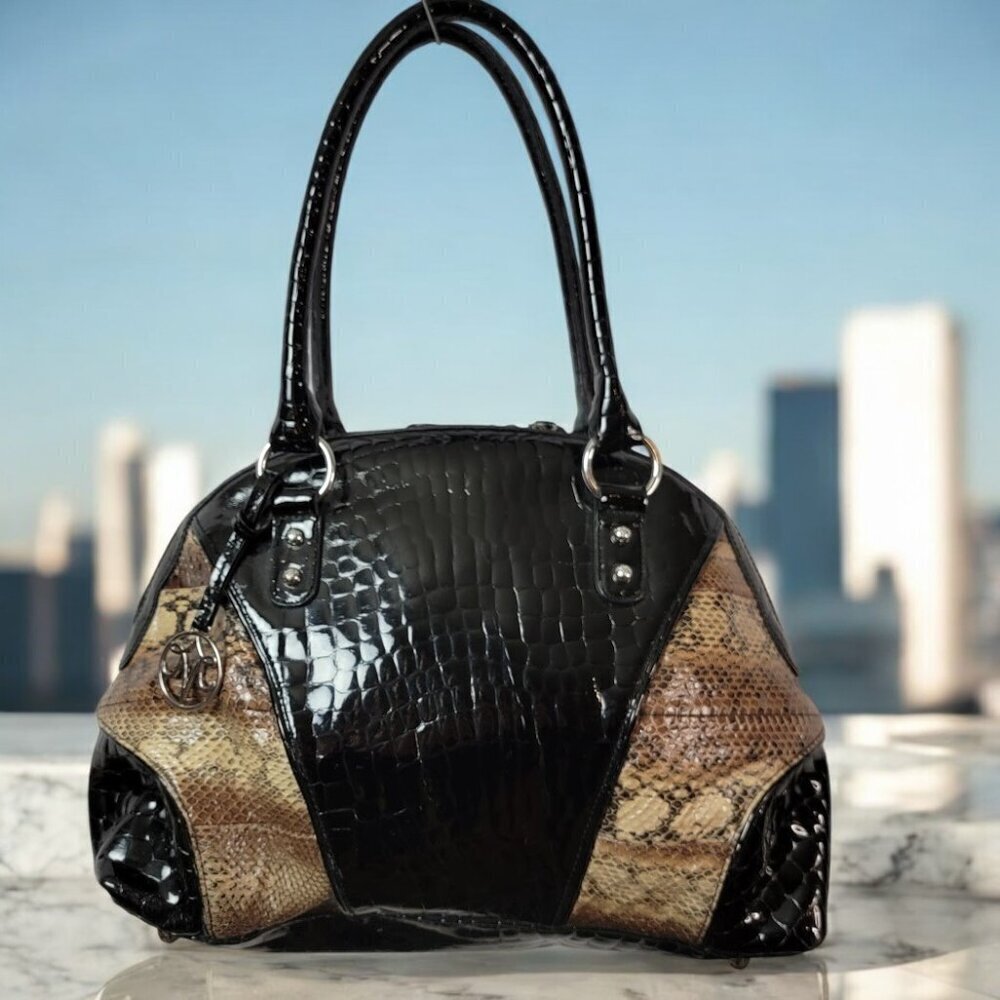 Johnson & Murphy Faux Snakeskin and Crocodile Shoulder Bag